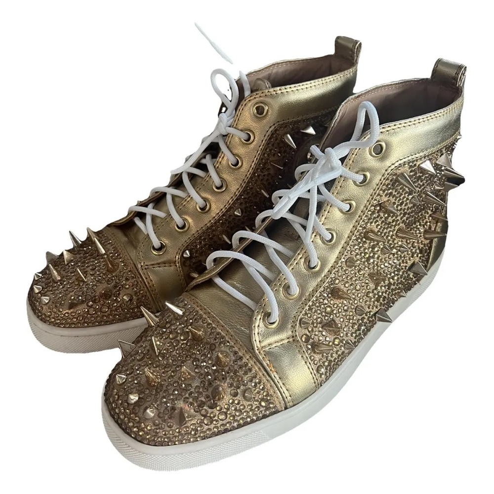 Christian Louboutin Gold Studded High-Top Sneakers  *Limited Edition* Size 48